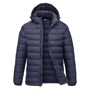 Veste matelassée légère pour homme avec capuche amovible, résistante à l'eau, isolée, avec poignets élastiques et ourlet réglable - Product Image 1