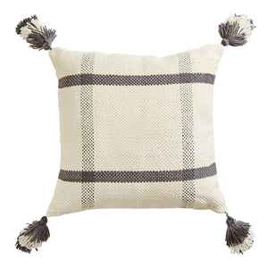 Funda de Cojín Decorativa Boho con Borlas y Rayas Tejidas 100% Algodón para Sofá, 18x18 Pulgadas - Product Image 5