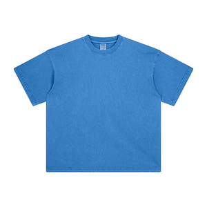 Camiseta de Marca de Moda Primavera Verano 2026 para Hombre, Algodón Puro Lavado, Cuello Redondo Holgado, Transpirable, a Cuadros, Casual, Sólida - Product Image 6