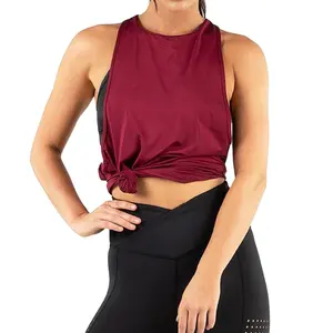 Top feminino sem mangas casual feminino, regata fitness com cordão para treino de academia, design mais recente, 2024