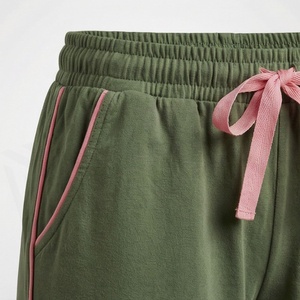 Conjunto Casual de 2 Piezas Verde para Mujer, Camiseta de Manga Corta y Pantalones Cortos por Encima de la Rodilla con Bordado Geométrico, Corte Holgado, Primavera Verano - Product Image 5