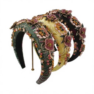 Most Selling Elegant Flower Embroidered Cloth Headband Lightweight Fashion Hair <b>Accessory</b> for Women Girls and Bridesmaid for Sal - Product Image 3