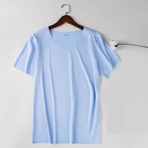 Women's Solid Color Cotton Knitted T-Shirt O-<b>Neck</b> Short Sleeve Casual Breathable Regular Fit <b>Light</b> Green - Product Image 4