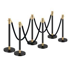 Forniture Alberghiere e Accessori per Saloni: Barriere per il Controllo della Folla (6 pz) con 4 Corde in Velluto Nero e Pali in Acciaio Inossidabile - Product Image 5