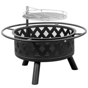 Braciere Moderno da Esterno in Metallo da 30 Pollici con Griglie di Cottura, Tavolo Quadrato Nero per Patio, Alimentazione a Gas Naturale - Product Image 6