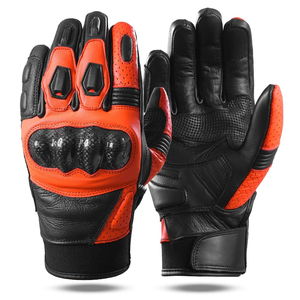 Guantes de Motocicleta de Cuero Negro, Protección Antideslizante, Dedos Completos, Transpirables, Cierre de Velcro, Unisex, para Uso en Exteriores - Product Image 6