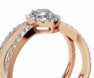 Bague en or massif avec diamants, design de créateur, or jaune, rose, blanc 18 carats, 14 carats, 9 carats, bijoux fins, cadeau pour une occasion spéciale - Product Image 3