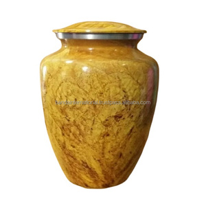 Urnas de cremación para adultos de latón clásico de alta calidad y superior con urnas funerarias de Metal con acabado de piedra amarilla para cenizas humanas - Product Image 1
