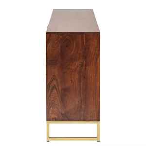 Buffet modulaire de luxe en bois massif fait main, 3 tiroirs, portes à panneaux, durable, capacité de rangement de 4 pieds. - Product Image 4