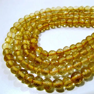 Perles rondes facettées en citrine jaune, pierres précieuses naturelles, 5-6 mm, brin de 13,5 pouces de long, pour la fabrication de bijoux - Product Image 5