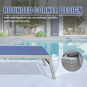 Juego de 3 Tumbonas Ajustables de Aluminio para Patio, Resistentes a la Intemperie, con Mesa Lateral para Piscina o Tomar el Sol - Product Image 3