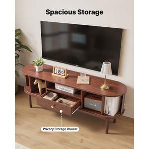 <b>Mid</b> <b>Century</b> Modern TV Stand 58 Load Capacity Entertainment Center 350 Lbs Media <b>Console</b> <b>Table</b> Drawer Open Storage Shelves - Product Image 4