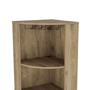 FM FURNITURE Mobile Bar Angolare Macadamia Clifton con 8 Portabottiglie Integrati, 5 Ripiani e Gancio Portabicchieri - Product Image 4