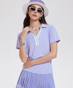 Vente en gros de t-shirts décontractés en maille Oxford pour femmes, manches courtes, golf, tennis, pickleball - Product Image 4