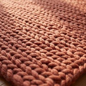 Tapis en laine de couleur unie en terre cuite de qualité supérieure, tissé à la main, à boucles texturées, design rustique moderne pour salon - Product Image 6