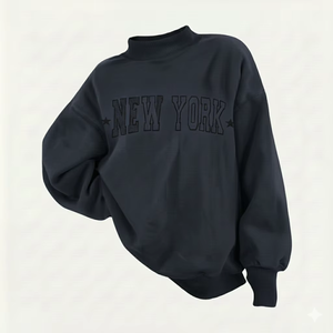 Sweat-shirt oversize à col montant pour femme, style streetwear, coupe décontractée confortable, tendance inspirée pour un look quotidien - Product Image 1