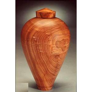 Traditional Hand Carved Wooden Cremation <b>Urn</b> with Detailed Lid Design and Warm Natural Finish for Honoring Loved Ones - Product Image 1
