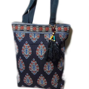 High Quality High Selling Block Print Pattern <b>Canvas</b> Beach Bag Stylish Durable Handmade Pattern <b>Canvas</b> Beach Bag from Trusted - Product Image 2