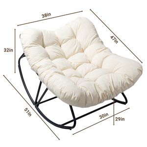 Fauteuil à bascule Papasan surdimensionné en rotin avec coussin épais rembourré pour patio, salon, jardin - Product Image 2