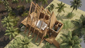 Villa écologique avec toit en chaume pour usage hôtelier ou de retraite, prix compétitif, garantie 3 ans, fabrication vietnamienne, préfabriqué moderne en bambou NB04, style industriel - Product Image 6