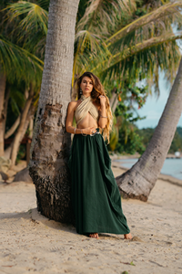 Jupe longue en coton gaze bio |   Jupe bohème à volants pour festival hippie |   Jupe longue ample et fluide pour la plage |   Cadeau pour elle - Product Image 3