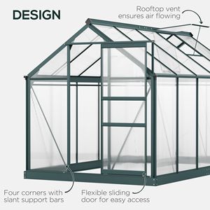 Serre de jardin en aluminium pour l'extérieur 6 x 10 avec toit en polycarbonate et gouttières de ventilation pour jardins et espaces extérieurs - Product Image 4