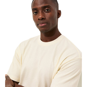 Men's <b>Cream</b> Regular Fit Cotton T-Shirt O-Neck Short Sleeve Casual Jersey Breathable Solid Color Blank Design - Product Image 4