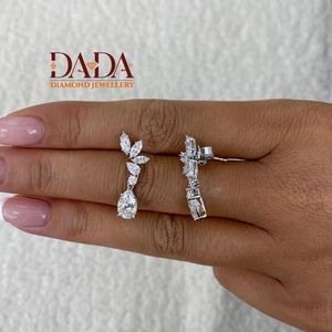 Pendientes Florales con Diamantes Cultivados en Laboratorio, Corte Marquesa y Pera, Joyería Fina de Diseño Elegante para Cada Ocasión - Product Image 4