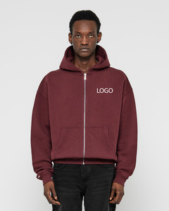 Premium Custom Full Zip Hoodies Men Heavyweight Cotton Fleece Oversized Streetwear Private Label OEM ODM Logo Sweatshirt - Product Image 1
