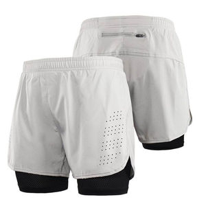 Vêtements de sport pour hommes, shorts de course à compression personnalisés, double couche, écologiques, respirants, en polyester - Product Image 4