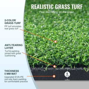 Tappetino da Golf 5x4ft con 10 Palline e 9 Tee, Erba Sintetica per Allenamento Golf, Realizzato in Materiale EVA - Product Image 2