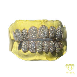 Grillz dentaire unisexe Hip Hop en argent sterling S925 avec moissanite taille ronde, personnalisé, style 'Iced Out' à face ouverte, effet diamant - Product Image 6