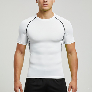 Men's Active Wear Gym Rash Guard Short Sleeves Neoprene Material Customized Logo Anti-UV Quick Dry Wholesale Price - Product Image 4
