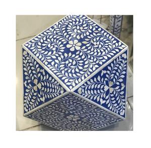 Mesa de Cajones con Incrustaciones de Hueso de ILAHI, Diseño Moderno con Detalles de Ágata, Almacenamiento de Tres Niveles, Mueble Portátil para el Hogar - Product Image 1