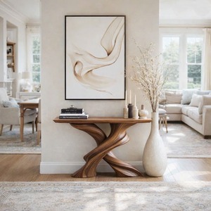 Handmade Natural Solid Wood <b>Table</b> Modern Home Living Room Entrance <b>Table</b> Curved Solid Wood <b>Console</b> <b>Table</b> - Product Image 1