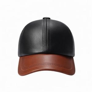 Men's Premium Leather Two shades <b>Cap</b> Adult Size Four Season Wear - Product Image 1