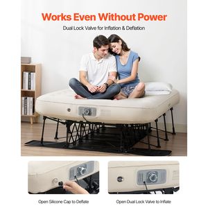 Colchón de Aire Plegable Portátil con Marco, Cama Inflable para 2 Personas con Bomba Integrada, Soporta 600 Libras para Aventuras al Aire Libre - Product Image 5