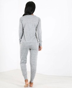 Conjunto Deportivo Informal para Mujer, Sudadera con Capucha Ligera de Poliéster/Algodón con Bordado Floral Gris, Pantalones Deportivos de Manga Larga - Product Image 3