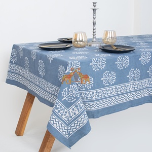 Mantel de Algodón Puro 100% Hecho a Mano con Diseño Floral de Loto, Estampado a Bloque, Decoración para Mesa de Boda, Cubierta para Mesa de Comedor - Product Image 6