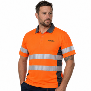 Camiseta Polo Reflectante de Alta Visibilidad para Hombre, Naranja, Poliéster, Ropa de Trabajo, Logotipo Personalizado, Impresión por Transferencia Térmica, Servicio OEM - Product Image 1