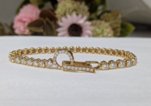 4.50 Ct Cut Moissanite Bezel Set Tennis Bracelet <b>Solid</b> 18k White <b>Gold</b> Luxury Engagement Wedding Anniversary Party Gift - Product Image 3