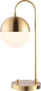 Stylish Brass Gold Orb Table Lamp 21 Inch with LED <b>Bulb</b> Modern <b>Lighting</b> for Bedroom Living Room Office Desk - Product Image 2