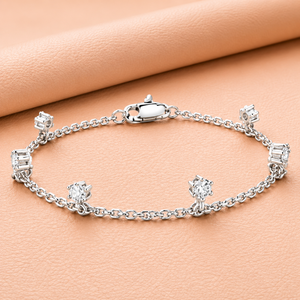 Delicada Pulsera de Cadena con Diamantes para Mujer, Minimalista, en Oro, Plata y Oro Rosa, Joyería de Lujo, Regalo - Product Image 3