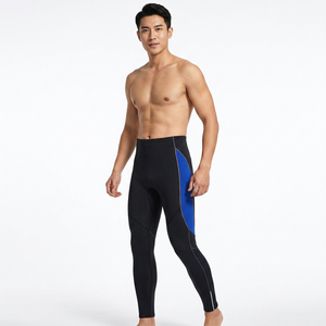 Men's Full Length Compression Leggings Solid Color Blue Panel <b>Spandex</b> Nylon Elastic Waist <b>Pants</b> - Product Image 6
