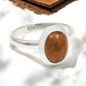 Factory Wholesale Price 925 Sterling <b>Silver</b> <b>Ring</b> With Natural Black <b>Opal</b> Gemstone Handmade Bohemian Jewelry For Girls And Boys - Product Image 1