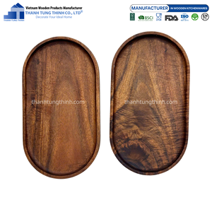 Acacia Wooden Plates Polished Finish Natural Wood Pattern Durable Household Grade <b>Food</b> Safe High <b>Heat</b> Resistant Made in Vietnam - Product Image 5
