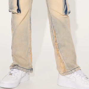 Pantalones de mezclilla para niños con presillas para cinturón, lavado claro, ajuste cómodo en la cintura, diseño inspirado en tendencias, bolsillos laterales funcionales - Product Image 5