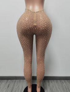 Leggings sexy pour femmes en polyester extensible tricoté sans couture respirant à taille haute et longueur intégrale Printemps/Automne - Product Image 4