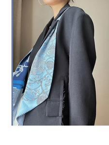 Écharpe longue de luxe en soie pour femme, motif animalier cheval, écharpe fine et étroite, ruban pour sac, bandeau pour cheveux, foulard pour femme - Product Image 2