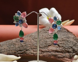 Vintage 925 Silver Crystal Rhinestone Floral Cluster <b>Drop</b> Earrings Women's Party Jewelry - Product Image 1